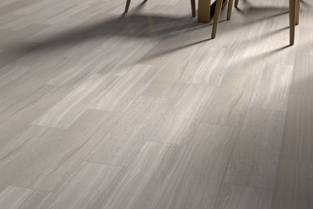 Emser METRO Cream Natural Stone Limestone Border Tile, Honed (12 in. x 12 in. Mosaic Sheet)