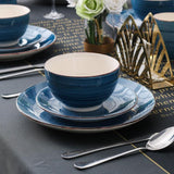 Bella 16- Piece Blue Porcelain Dinnerware Sets (Service for Set for 4)