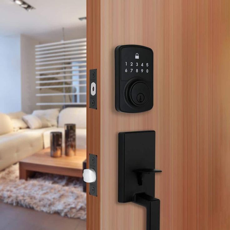 Defiant Square Compact Hubspace Matte Black Electronic Single Cylinder Deadbolt