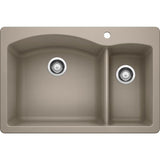 DIAMOND Dual Mount Granite Composite 33 in. 1-Hole 70/30 Double Bowl Kitchen Sink in White