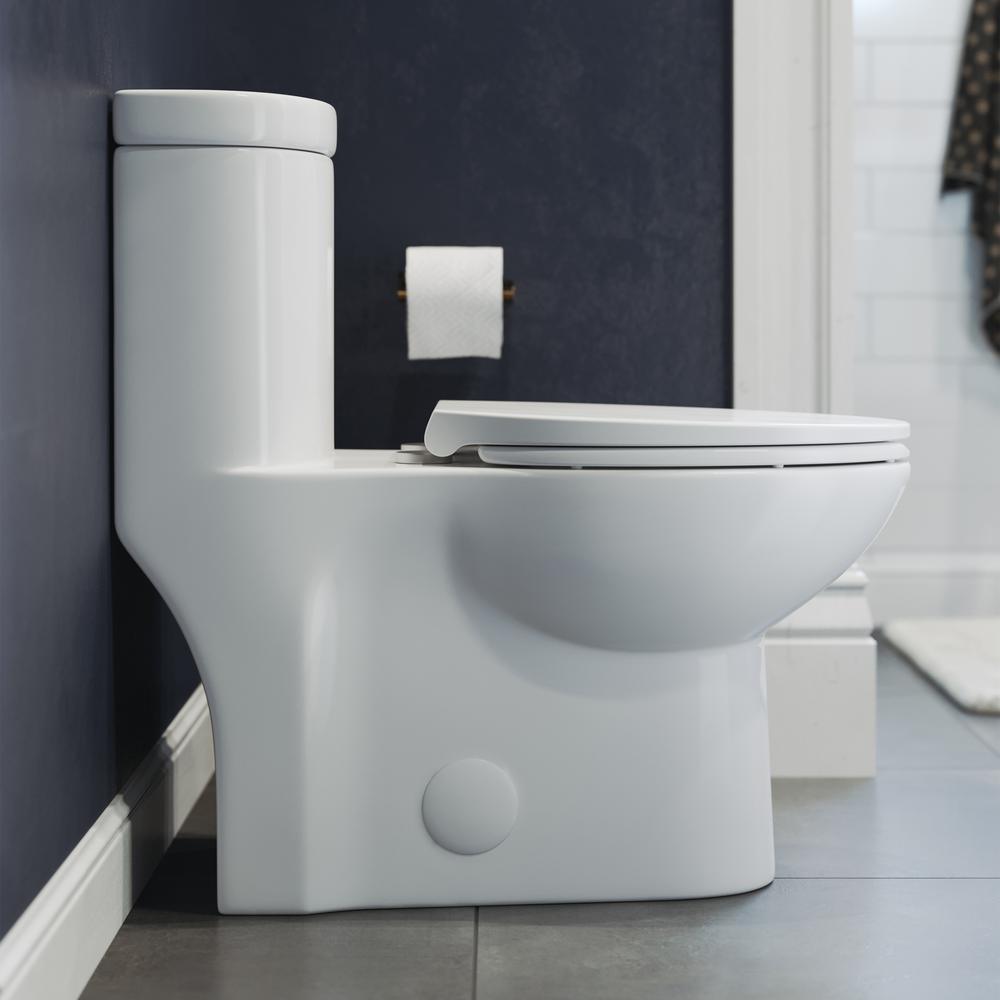 Sublime 1-Piece 0.8/1.28 GPF Dual Flush Elongated Toilet in White - Super Arbor
