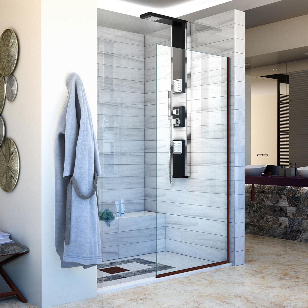 Linea 34 in. x 72 in. Semi-Frameless Fixed Shower Screen in Brushed Nickel without Handle - Super Arbor
