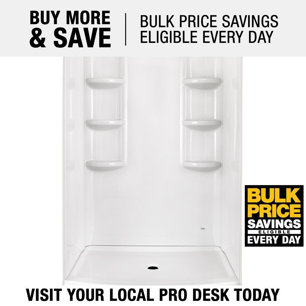 Ovation 30 in. x 48 in. 3-piece Direct-to-Stud Shower Wall in Arctic White - Super Arbor