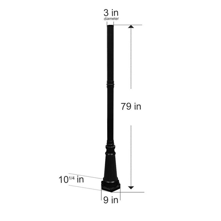Imperial Cast Aluminum 79 in. Outdoor Black Decorative Post with 3 in. Fitter