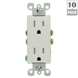Decora 15 Amp Tamper-Resistant Duplex Outlet, White (10-Pack) - Super Arbor