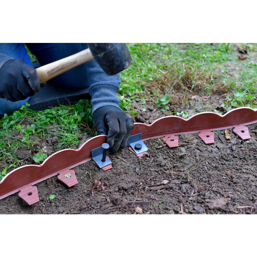 ProFlex 2 in. x 100 ft. Red Polyethylene Scalloped Woodgrain  No-Dig Edging Kit - Super Arbor