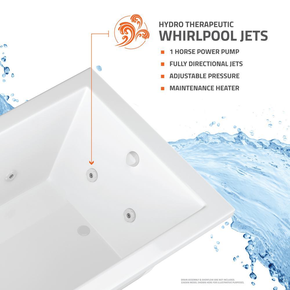 Onyx 5 ft. Rectangular Drop-in Whirlpool Bathtub in White - Super Arbor