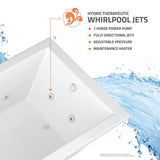 Onyx 5 ft. Rectangular Drop-in Whirlpool Bathtub in White - Super Arbor