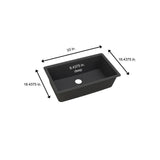 Quartz Classic Undermount Composite 33 in. Single Bowl Kitchen Sink in Black - Super Arbor