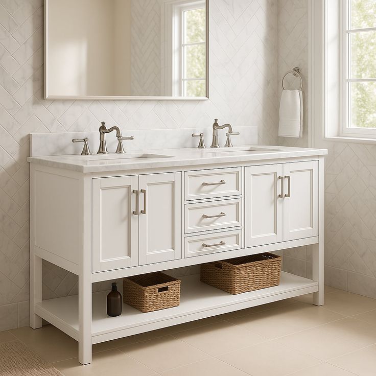 Home Decorators Collection Everett 72-Inch Double Vanity with Carrara Marble Top
