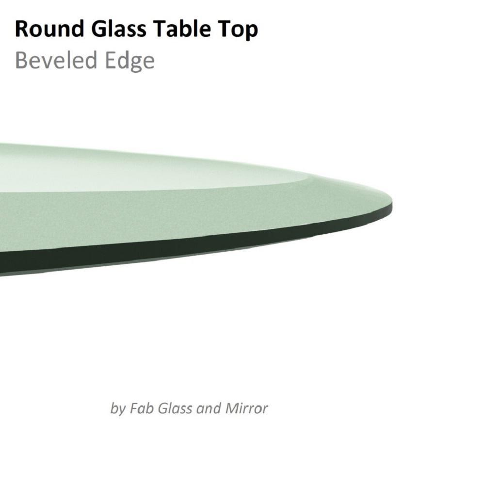 33 in. Clear Round Glass Table Top, 1/2 in. Thickness Tempered Beveled Edge Polished - Super Arbor