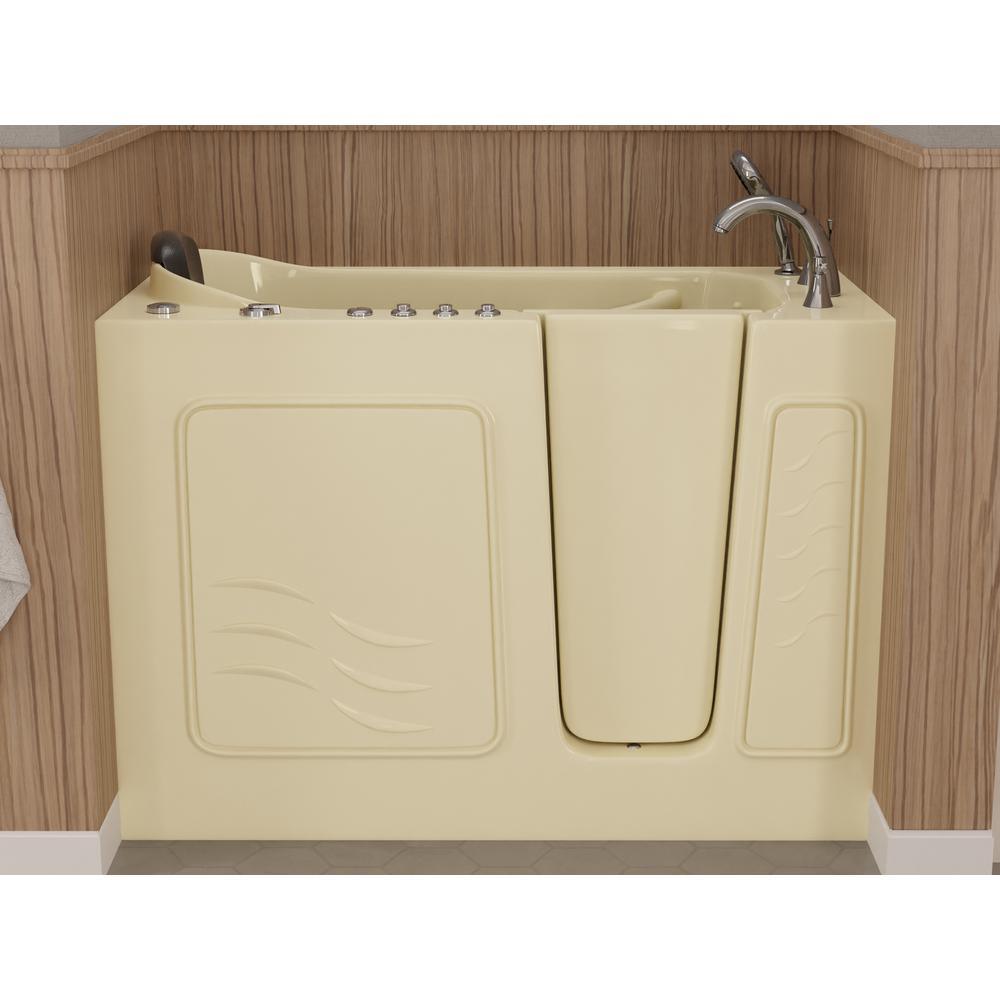 Safe Premier 52.75 in. x 60 in. x 26 in. Right Drain Walk-in Air and Whirlpool Bathtub in Biscuit - Super Arbor