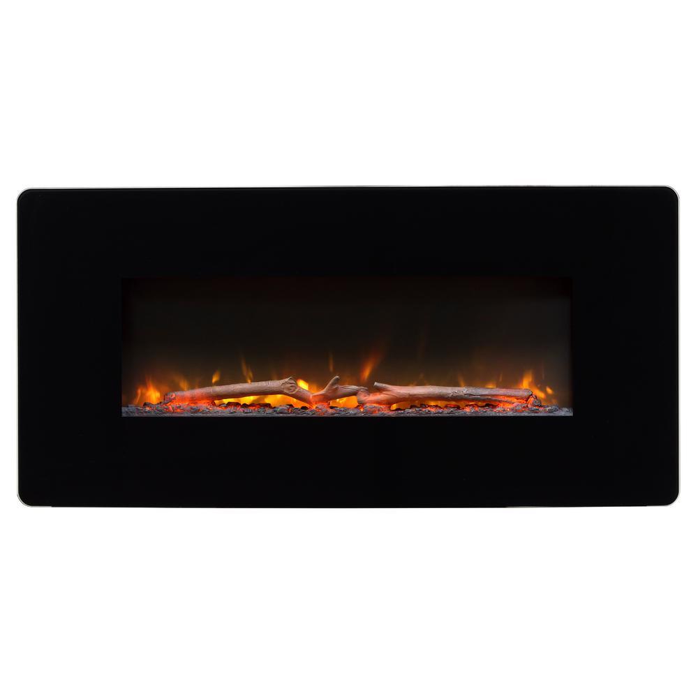 Winslow 35 in. Wall-Mount/Tabletop Linear Electric Fireplace in Black - Super Arbor