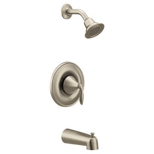 Eva Single-Handle 1-Spray Posi-Temp Tub and Shower Faucet with Valve in Brushed Nickel (Valve Included)
