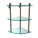 8 in. L  x 15 in. H  x 8 in. W 3-Tier Corner Clear Glass Bathroom Shelf in Satin Nickel - Super Arbor