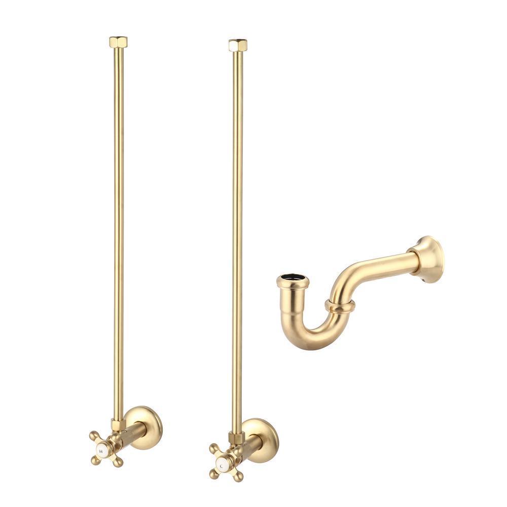 Empire 30 in. Acrylic Wash Stand with Satin Brass P-Trap Kit, Faucet, Marble Counter Top, and White Basin - Super Arbor
