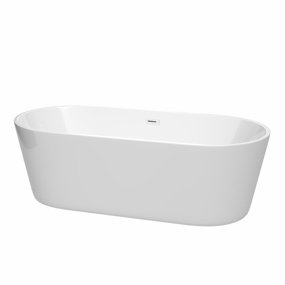 Carissa 60 in. Acrylic Flatbottom Bathtub in White with Matte Black Trim - Super Arbor