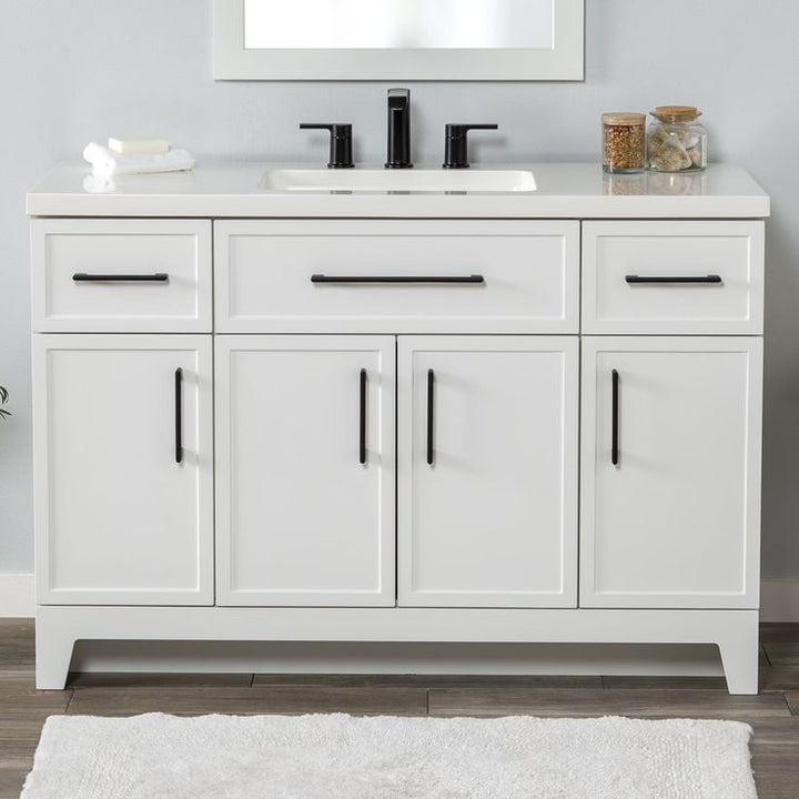 Style Selections Potter 48-in White Single Sink Bathroom Vanity with White Cultured Marble Top