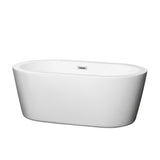 Mermaid 71 in. Acrylic Flatbottom Center Drain Soaking Tub in White - Super Arbor