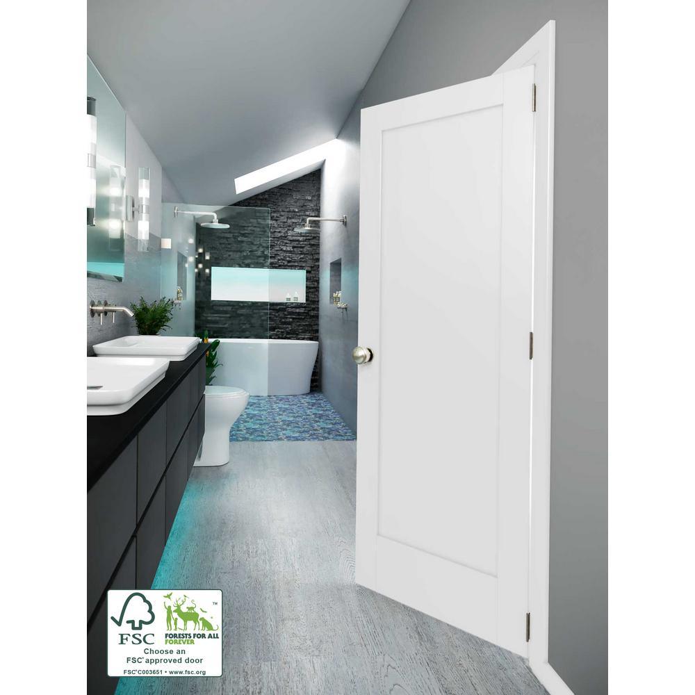30 in. x 80 in. x 1-3/8 in. Shaker White Primed 1-Panel Solid Core Wood Interior Slab Door - Super Arbor