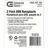 3.6 Amp Dual USB Charger and 15 Amp Receptacle, White (6-Pack) - Super Arbor