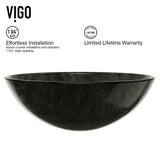 Onyx Glass Vessel Bathroom Sink in Gray with Olus Faucet in Matte Gold - Super Arbor