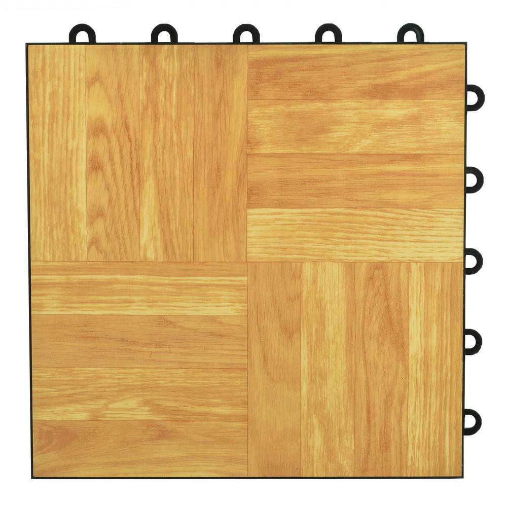 Greatmats Click Tile 12-1/8 in. x 12-1/8 in. Maple Interlocking Basement Plastic and Vinyl Floor Tile (24-Pack) (24.5 sq. ft.)