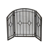 Gilmer Contemporary Black and Copper Three Panel Iron Fire Screen - Super Arbor