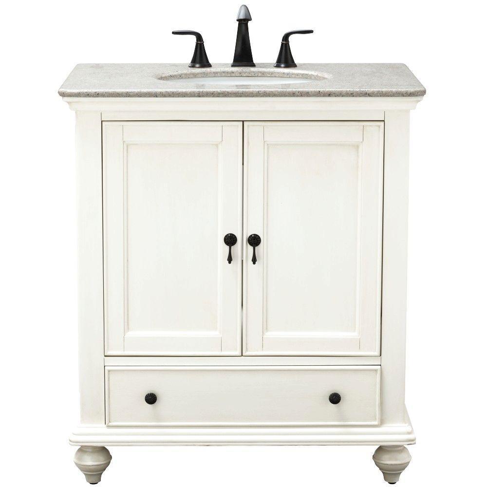 Newport 31 in. W x 21-1/2 in. D Bath Vanity in Pewter with Granite Vanity Top in Grey - Super Arbor