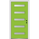 36 in. x 80 in. Davina Right-Hand Inswing 5-Lite Frosted Glass Painted Steel Prehung Front Door on 4-9/16 in. Frame - Super Arbor