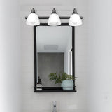Jayden 3-Light Oil Rubbed Bronze Vanity Light with Frosted Glass Shades and 4-Piece Bath Set