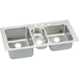 Lustertone Drop-In Stainless Steel 43 in. 3-Hole Triple Bowl Kitchen Sink - Super Arbor