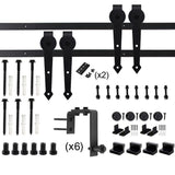 8 ft./96 in. Country Style Bypass Steel Sliding Barn Wood Door Hardware Roller Track Kit for Wood and Concrete Wall - Super Arbor