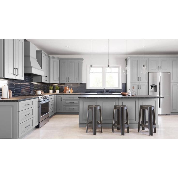 Home Decorators Collection Grayson 27 in. W x 12 in. D x 18 in. H Assembled Plywood Wall Bridge Kitchen Cabinet in Pearl Gray with Soft Close