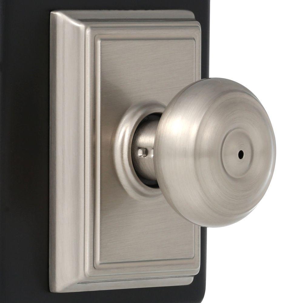 Georgian Satin Nickel Privacy Bed/Bath Door Knob with Addison Trim - Super Arbor