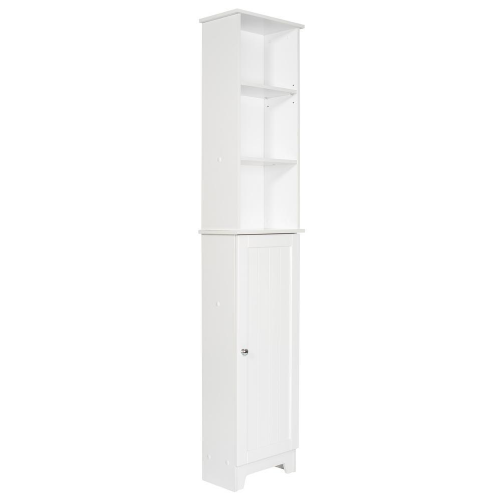 Contemporary Country 13.5 in. W x 8 in. D x 65 in. H Free Standing Floor Shelf with Lower Cabinet in White - Super Arbor