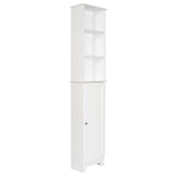 Contemporary Country 13.5 in. W x 8 in. D x 65 in. H Free Standing Floor Shelf with Lower Cabinet in White - Super Arbor