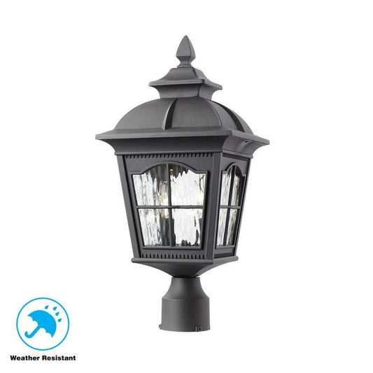 Square 2-Light Outdoor Black Post Light