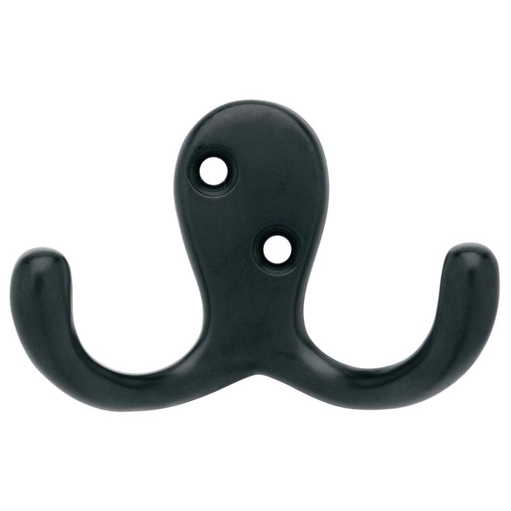 1-13/16 in. Matte Black Double Wall Hook (4-Pack)