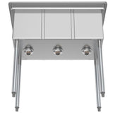 Freestanding Stainless Steel 36 in. 2-Hole Triple Bowl Commercial Kitchen Sink