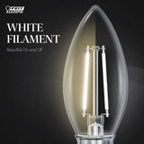 Feit Electric 25-Watt Equivalent (2700K) B10 Dimmable Filament LED Clear Glass Light Bulb, Soft White (12-Pack)