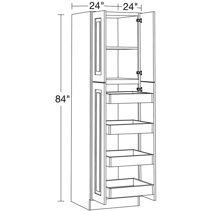 Home Decorators Collection Grayson 24 in. W x 24 in. D x 84 in. H Assembled Plywood Pantry Kitchen Cabinet in Pearl Gray with 4ROT Soft Close