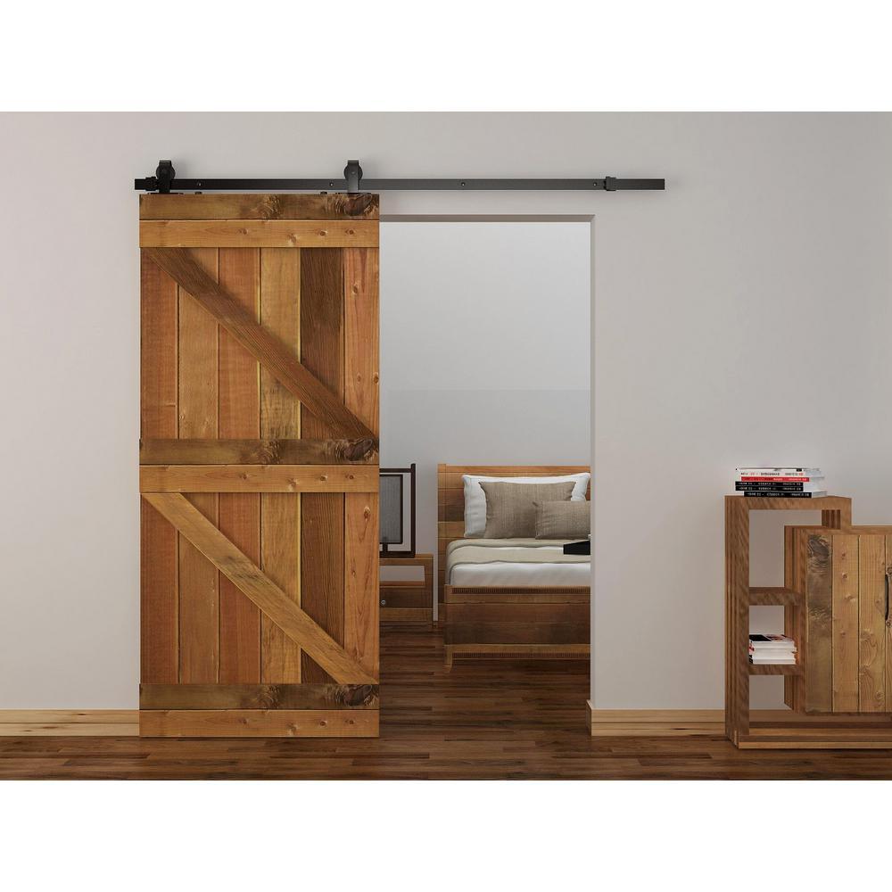 72 in. Dark Oil-Rubbed Top Mount Sliding Barn Door Track and Hardware Kit - Super Arbor