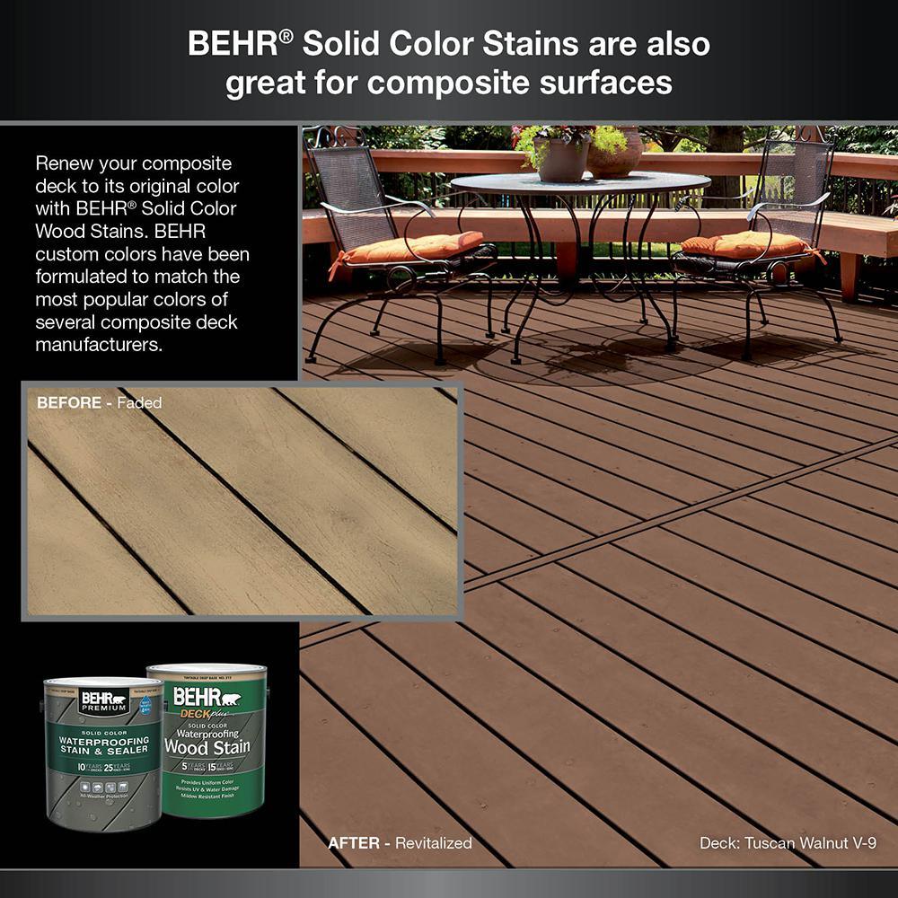 BEHR DECKplus 1 gal. White Base Solid Color Waterproofing Exterior Wood Stain - Super Arbor