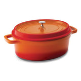 6 qt. Oval Cast Aluminum Nonstick Dutch Oven in Orange with Lid