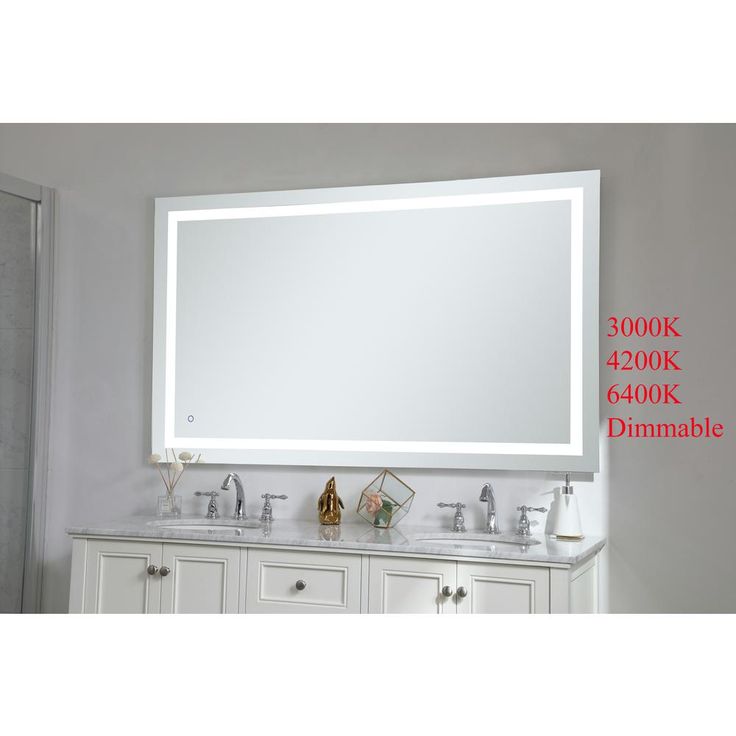 Timeless Home 36 in. H x 60 in. W Single Contemporary Rectangular Aluminum Lighted LED Mirror in Silver(Color Changing)