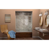 Visions 56-60 in. W x 0 in. D x 58 in. H Semi-Frameless Sliding Tub Door in Brushed Nickel