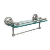 16 in. L  x 5 in. H  x 5 in. W Gallery Clear Glass Bathroom Shelf with Towel Bar in Polished Nickel - Super Arbor