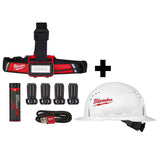 600 Lumens LED USB Rechargeable Low-Profile Hard Hat Headlamp w/BOLT White Type 1 Class C Full Brim Vented Hard Hat - Super Arbor