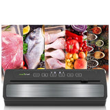 White with Reusable Vacuum Food Bags Automatic Food Vacuum Sealer Electric Air Sealing Preserver System